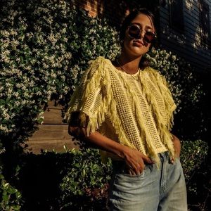 ZARA Fringe Tee with Eyelet detail